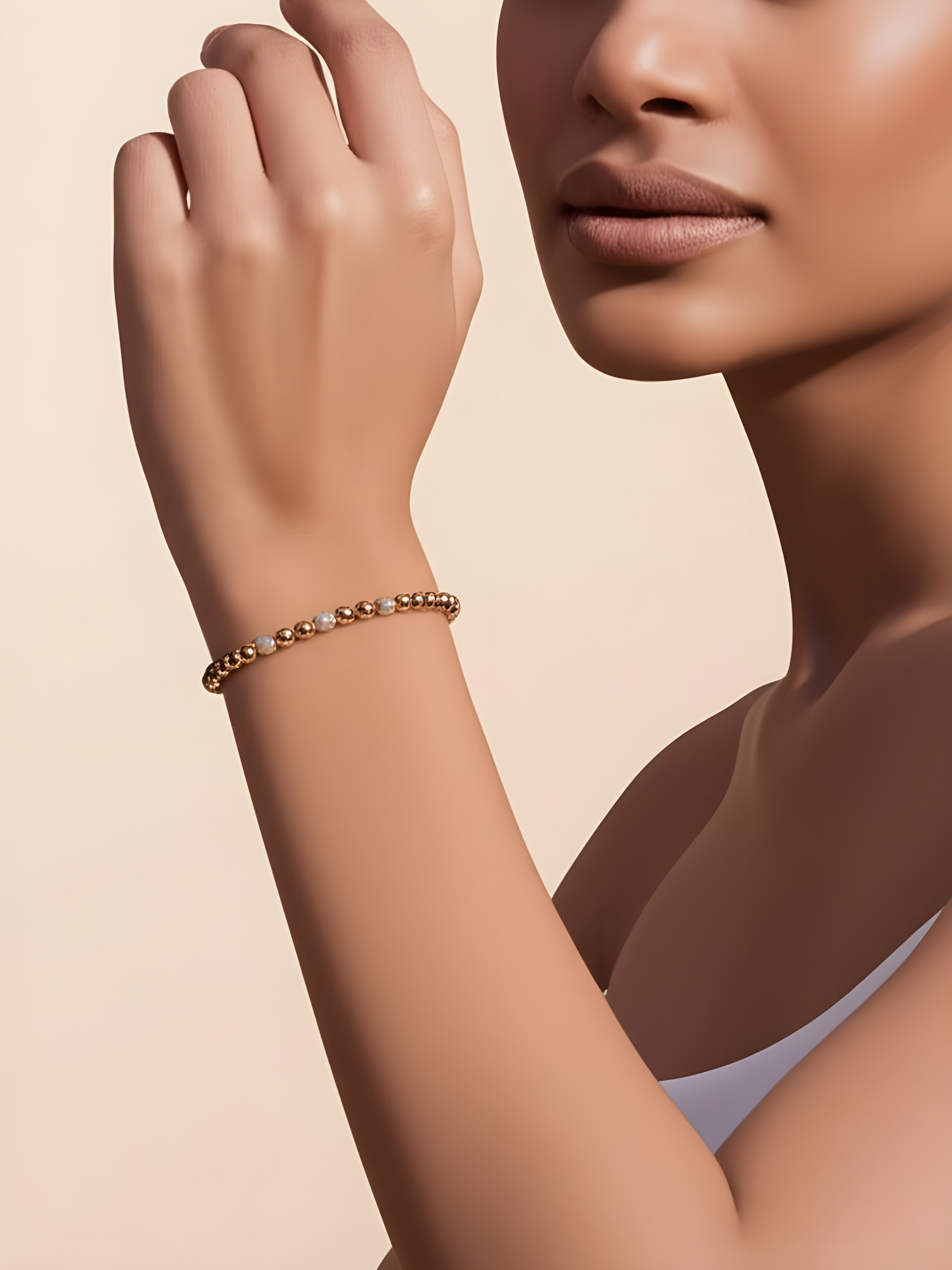 Elegant Gold Beaded Bracelet,solid and crystal stone studed adore looking loose bracelet, DEMI FYING JEWELLERY