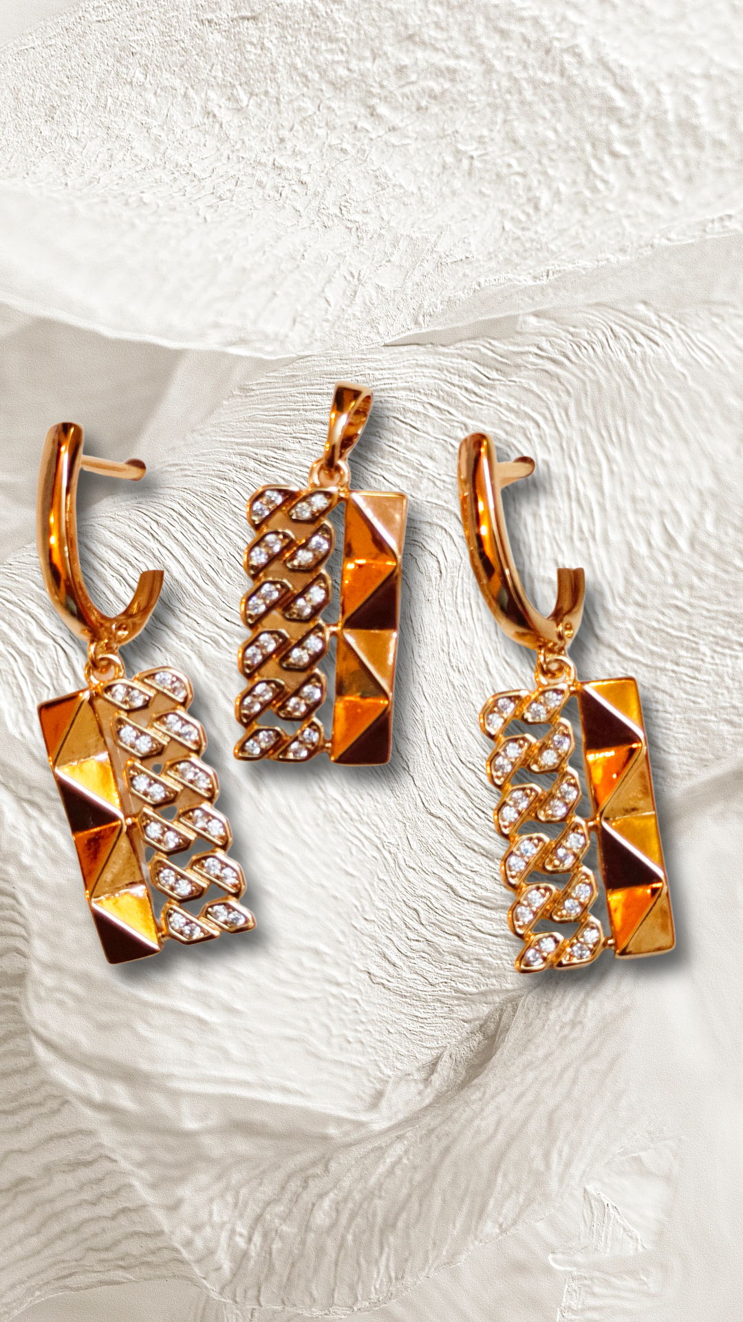 Crystal Geometric Earrings,ad studed bali pattern earings with pendant demifing set