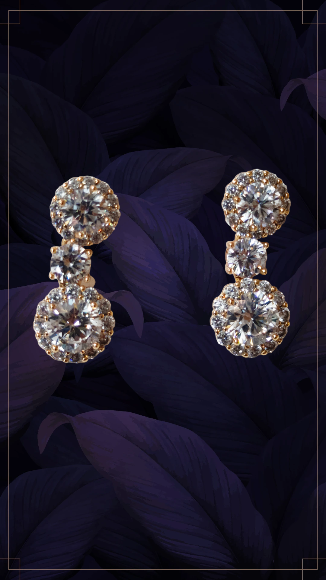 Elegant Double AD Earrings,crystal stone studed demifing earings