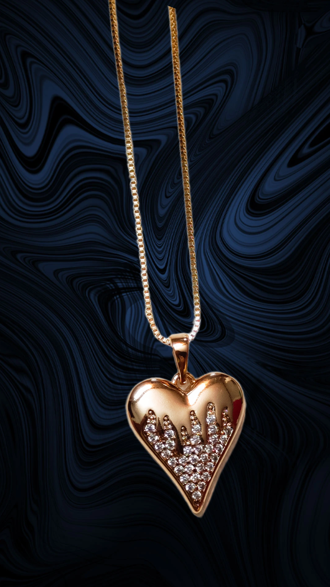 Gold Heart Pendant Necklace,ad studed heart pendant with demifing chain