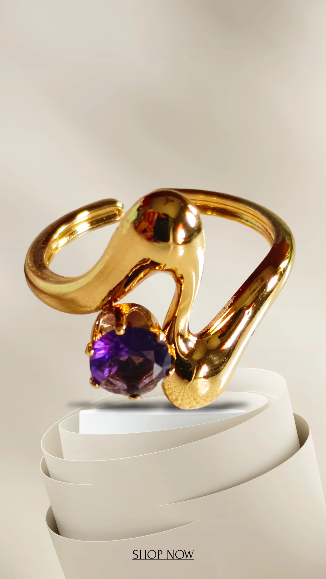Gold-plated amethyst ring
