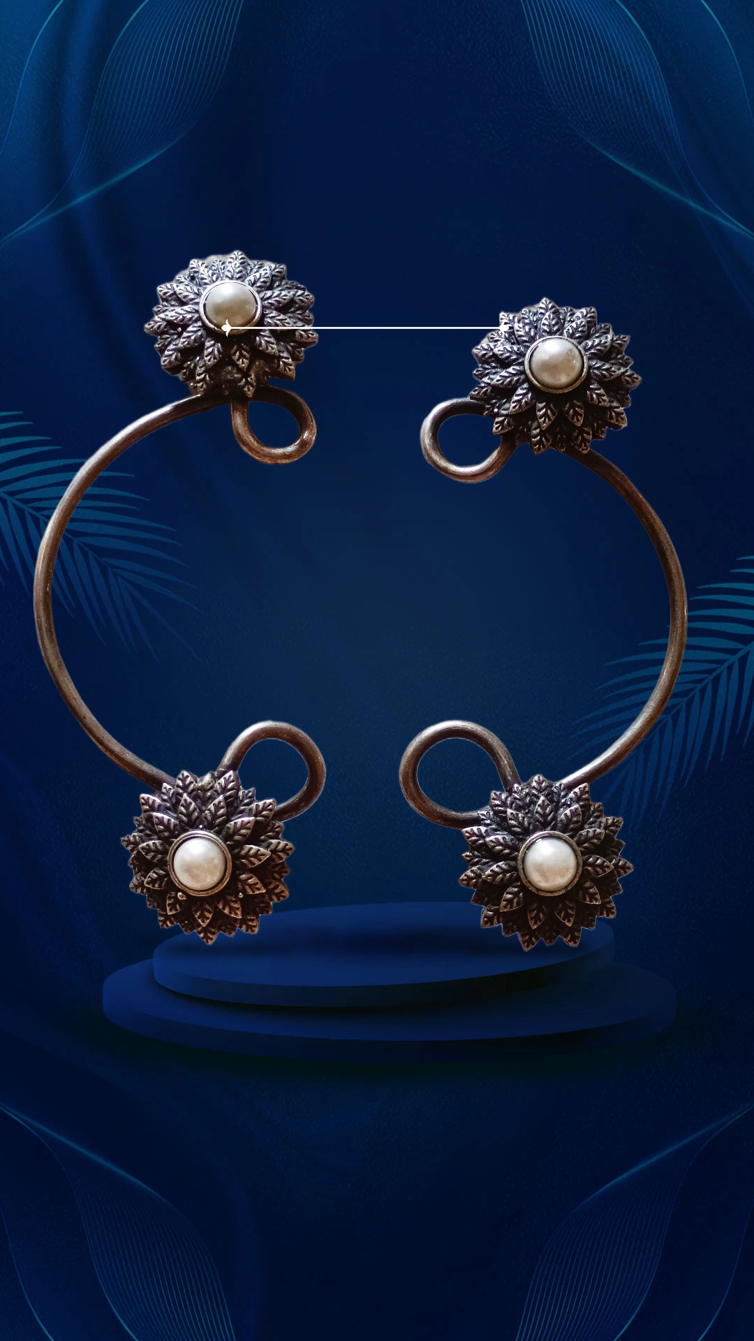 Antique Floral Pearl Bracelet,,back ear cuff