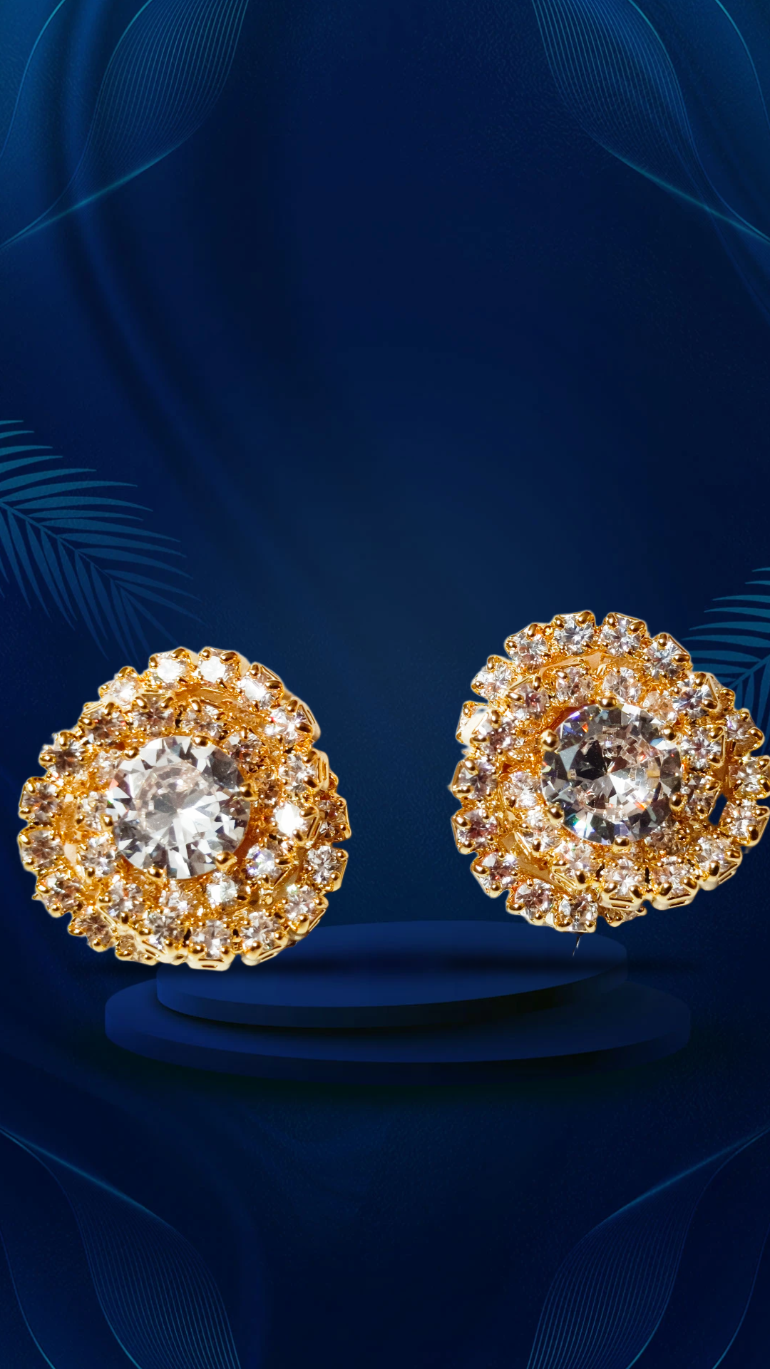 Elegant Gold-Plated Crystal Stud Earrings