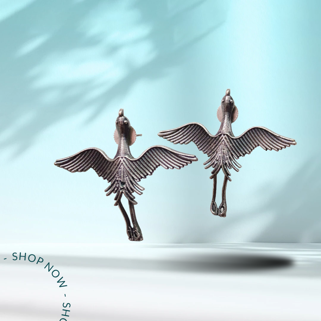 Antique Bird-Shaped Earrings,flying flemingo earings