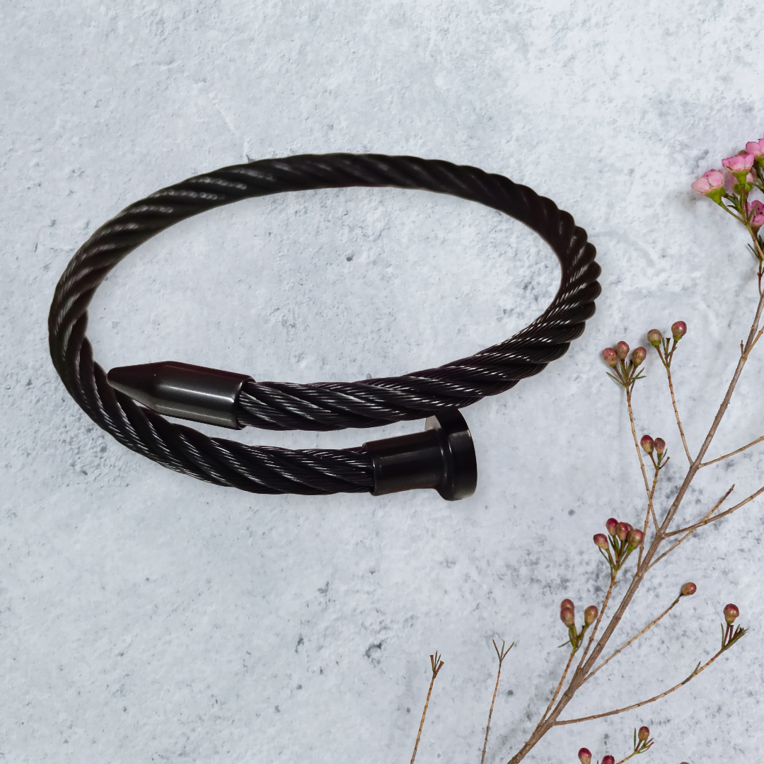 Black Cable Lock,Pandora style trendy look bracelet in black anti turnish