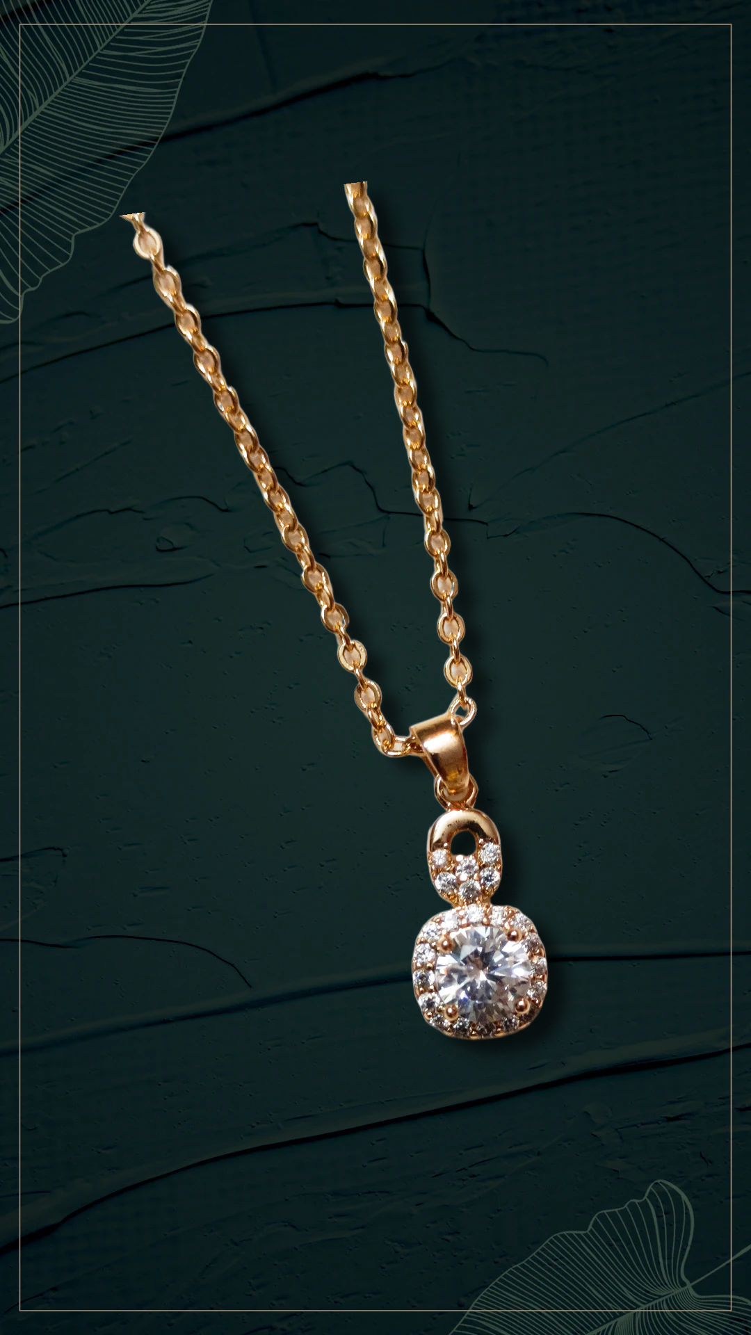 Elegant Pendant Necklace, crystal stone with ad demifing chain pendant