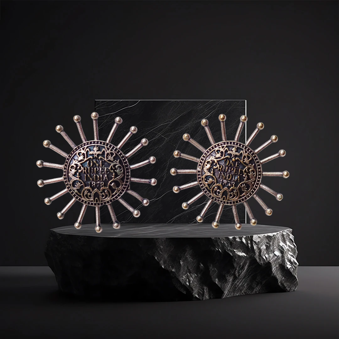 Vintage Brass Sunburst Wall Plaques,one indian rupee embrace trendy earings