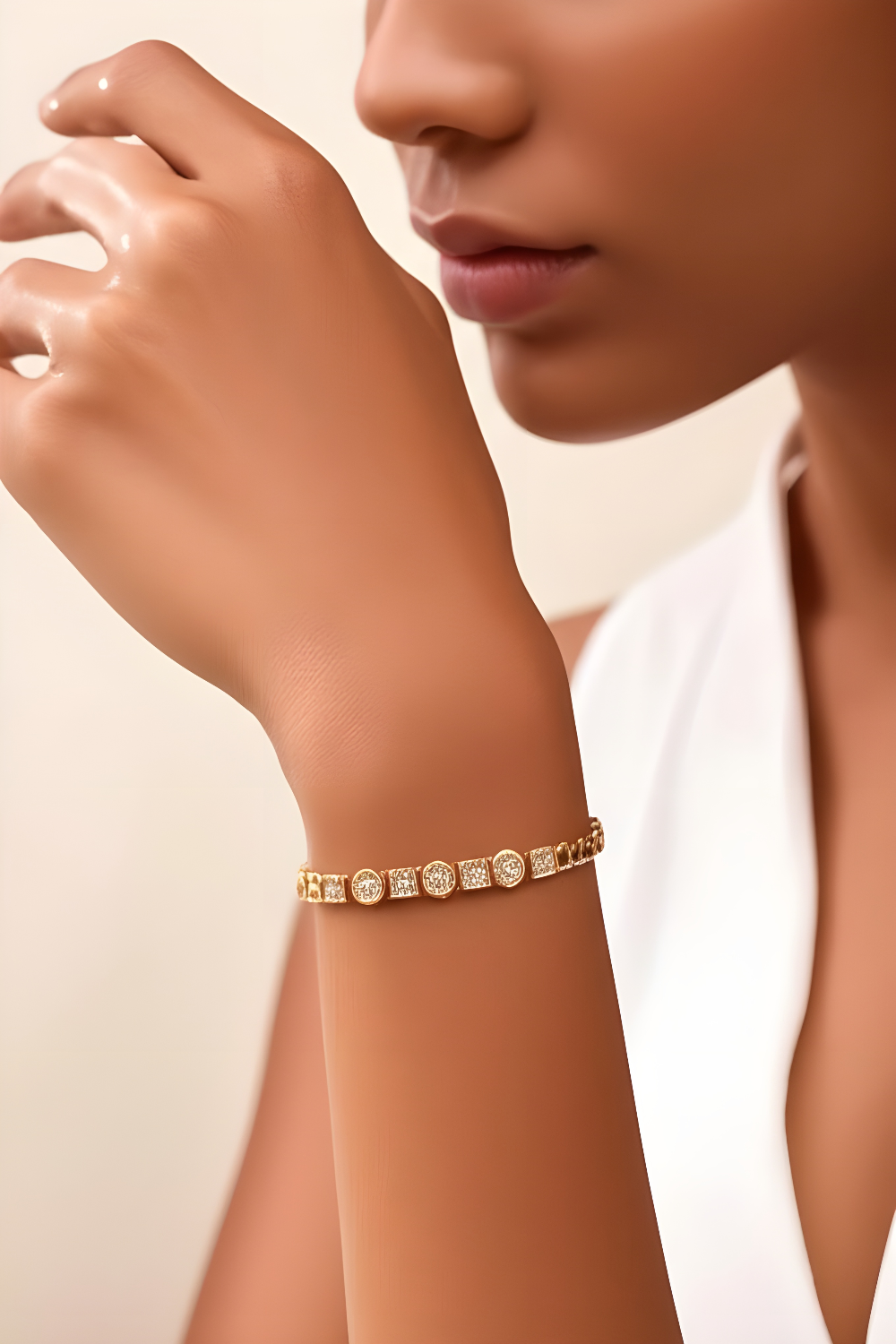 Elegant Gold Bracelet,cz stone studed,non allergic metal,trendy look loose bracelet, DEMI FYING JEWELLERY COLLECTION