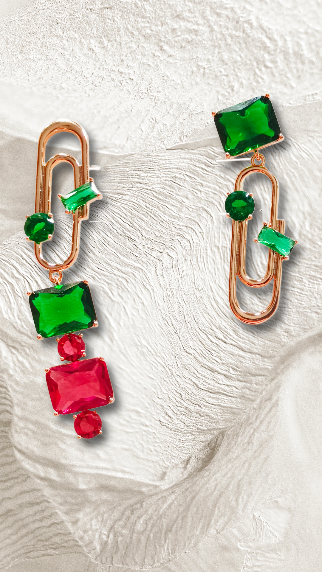 Geometric Gemstone Earrings,cocktail demifing long jewellery