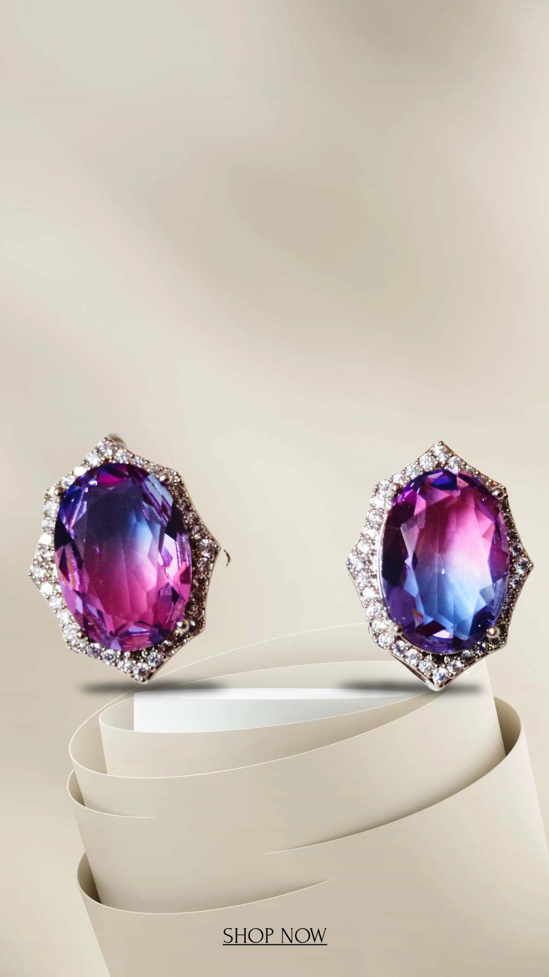 Elegant Amethyst Stud Earrings,purple shade stud, DEMI FYING JEWELLERY SET