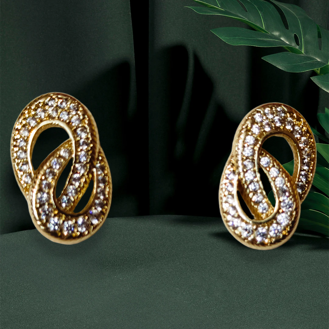 Infinity Crystal Earrings, unique design ear studs, DEMI FYING JEWELLEY COLLECTION