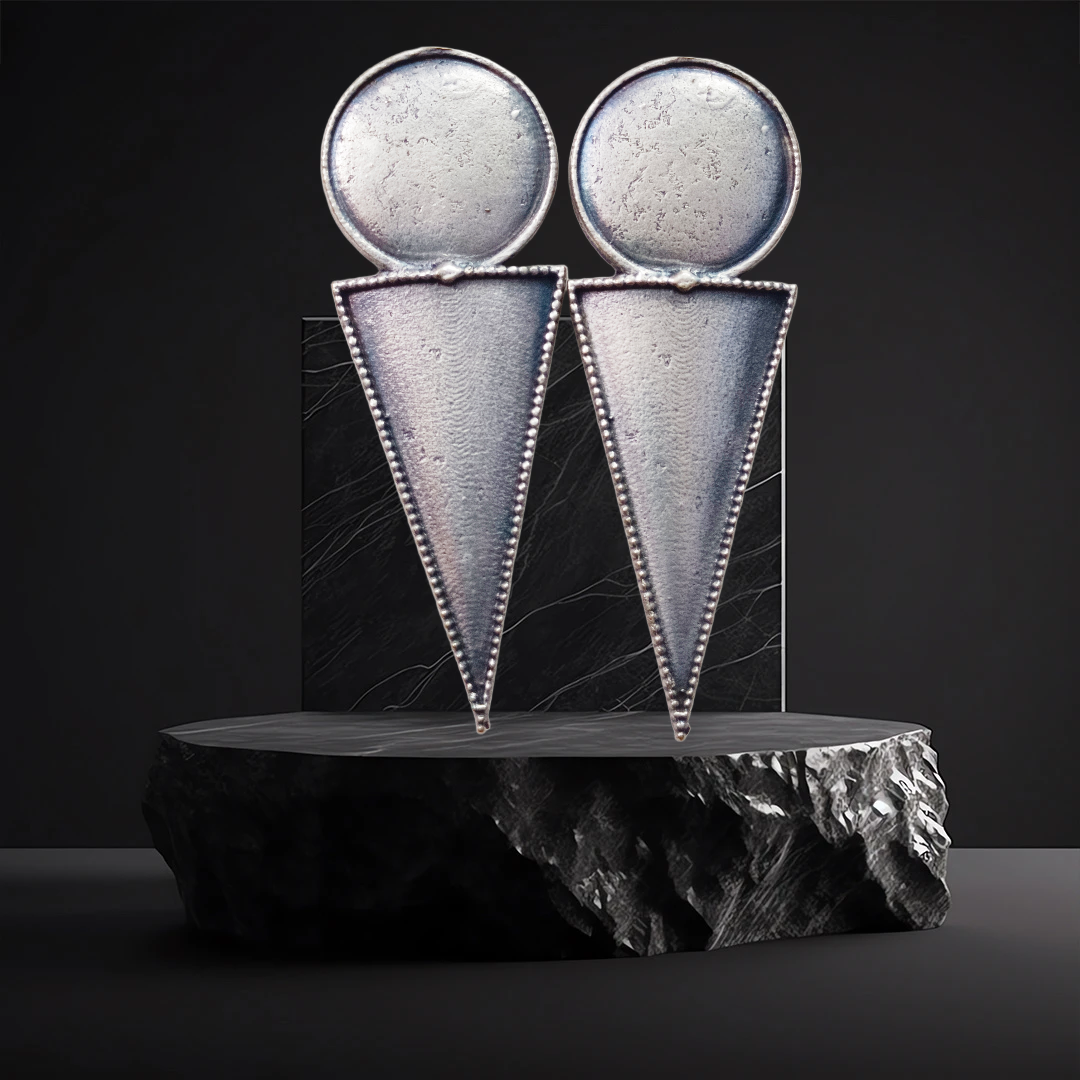 Geometric Silver Earrings,solid geometric pattern earings primium quality