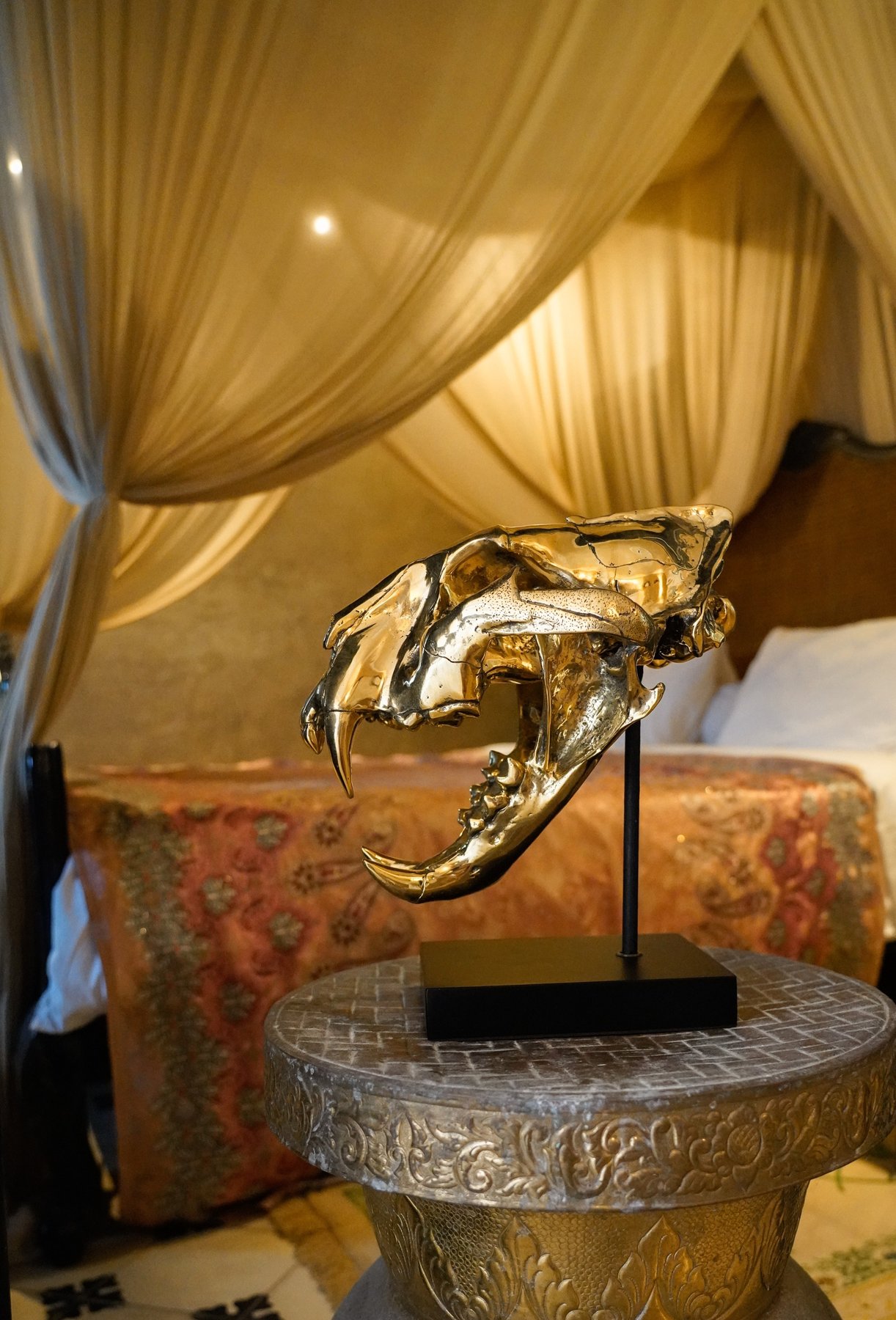 Sculpture, High quality, bronze-cast Sumatran Tiger skull - Panthera tigris sumatrae - 29 cm - Bronze