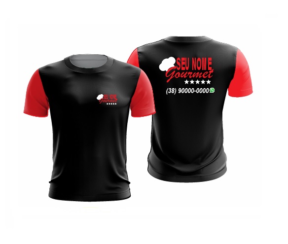 Camisa Básica Dry Fit Preto e Vermelho 100% Personalizada