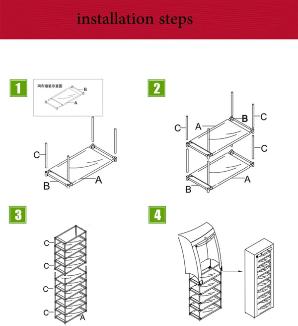 9 Layer Portable Dustproof Shoe Rack