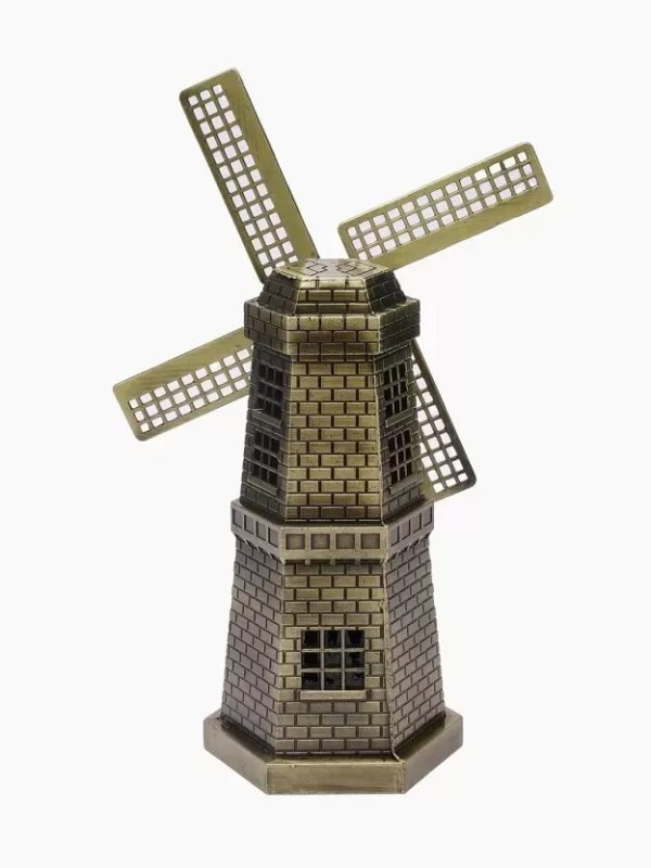 Rotatable Wind Mill Metal Monument For Home And Office Decor
