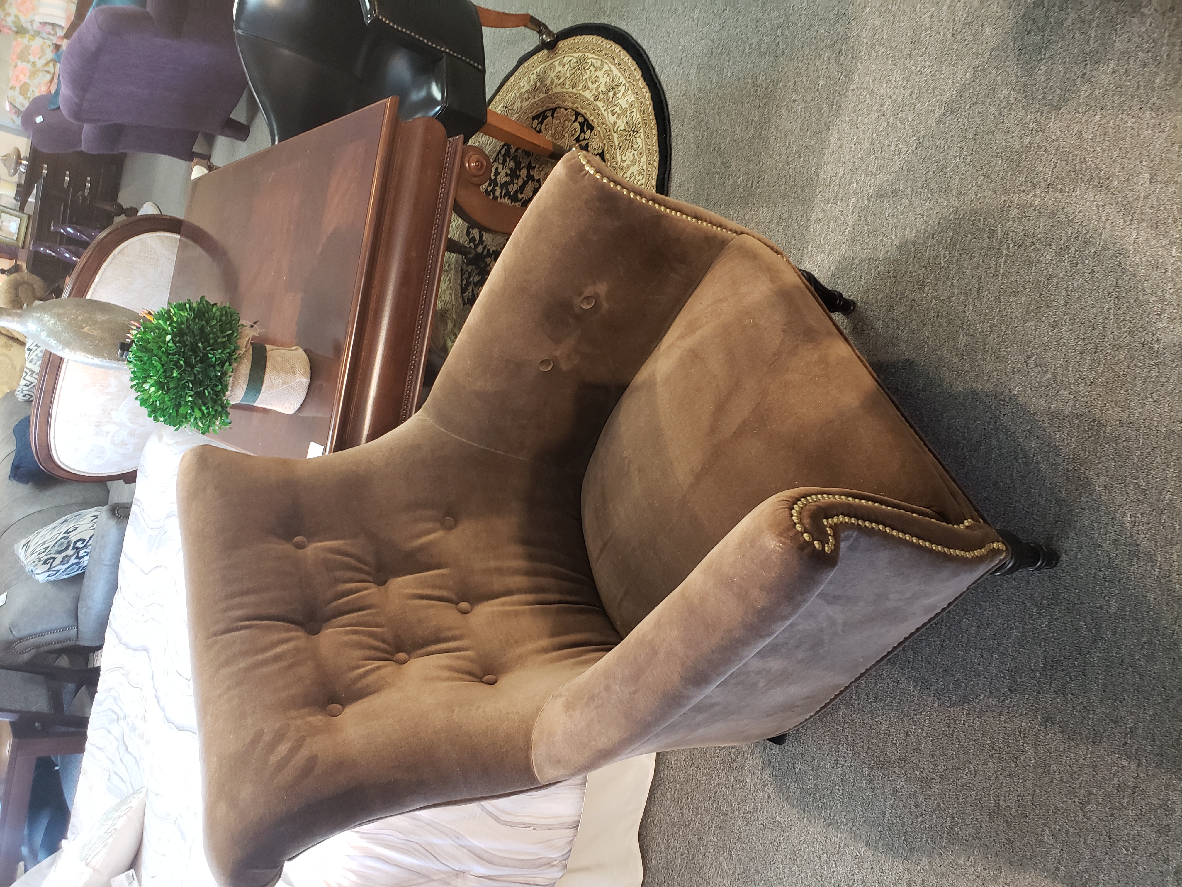 Brown Velvet Armchair