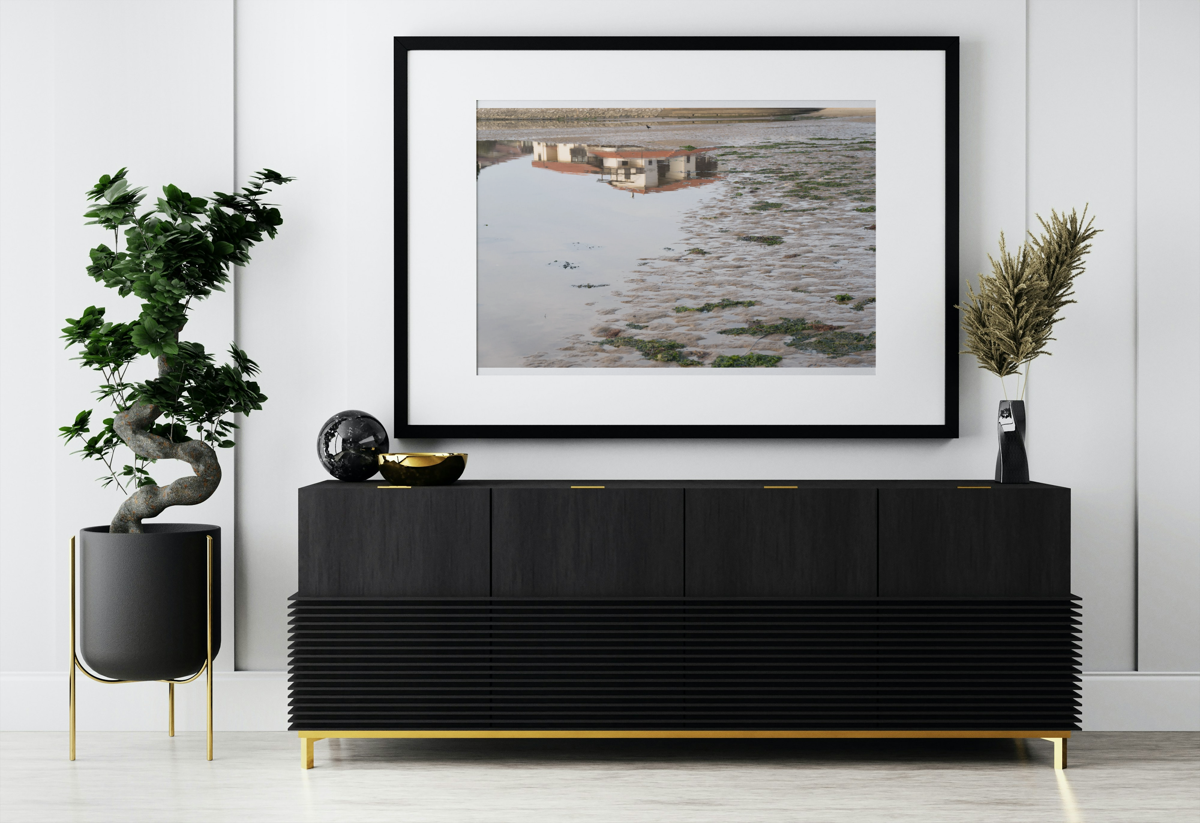 Reflet abstrait d’une maison sur l’eau – Plage de Vieux-Boucau