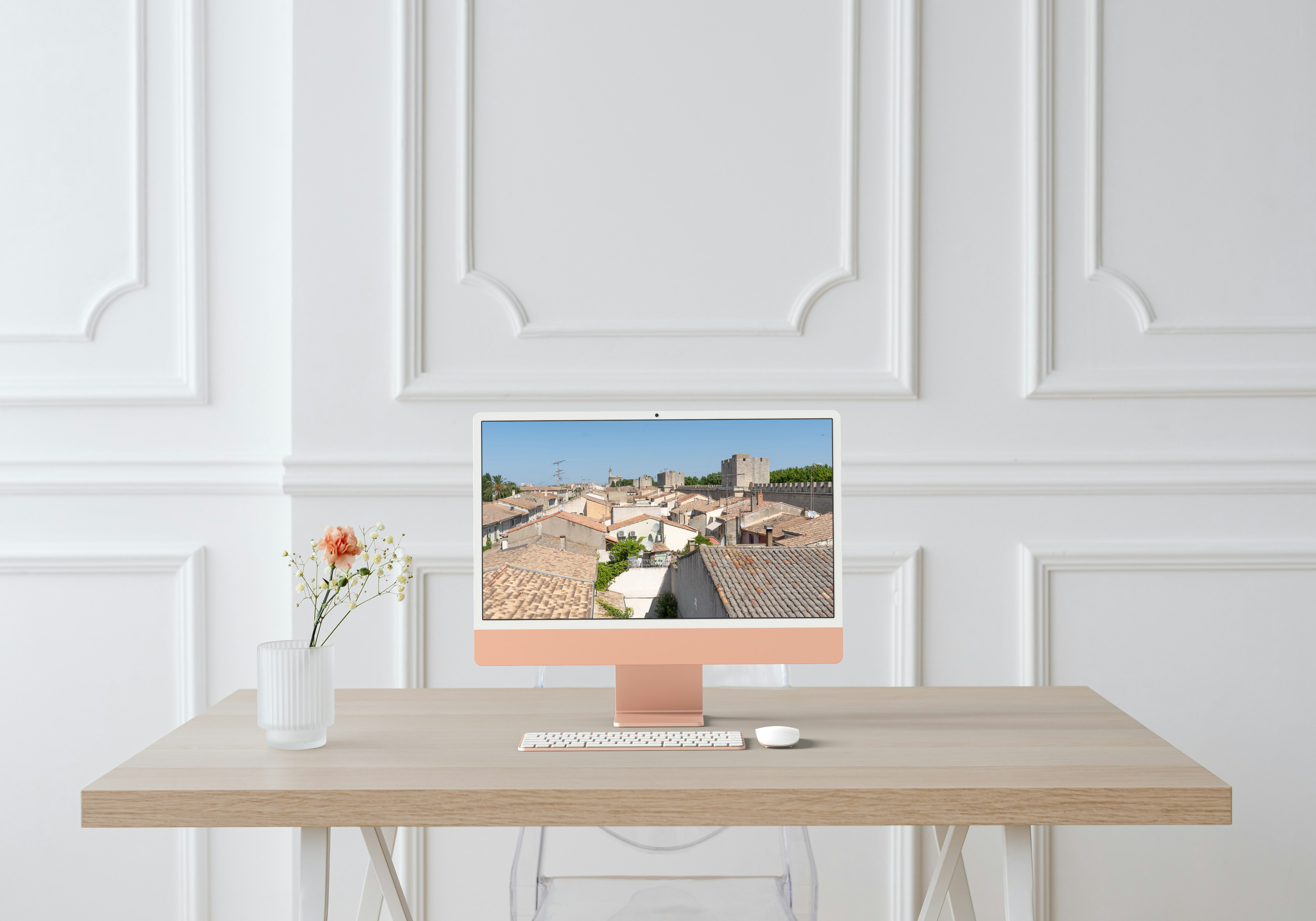 Photo  vue aérienne des toitures d'Aigues Mortes prises depuis la citadelle