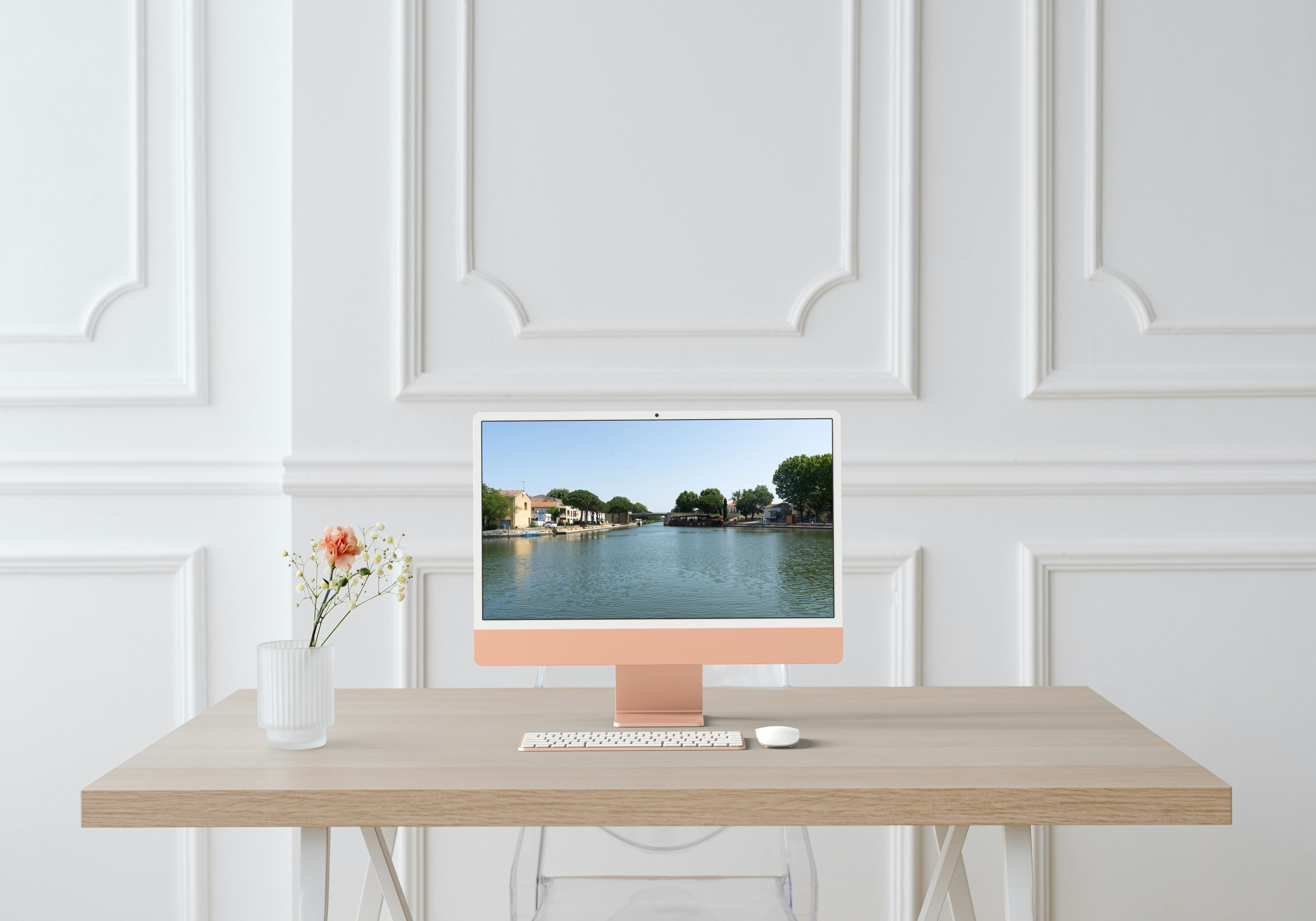 Photo  vue aérienne du canal d'Aigues Mortes