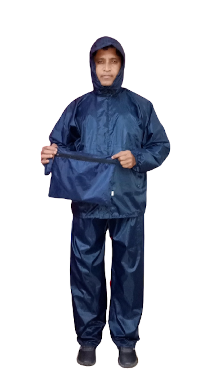 Waterproof Navy Blue Rain Jacket with Pant