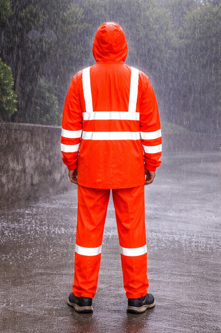 Nylon High Visibility waterproof Rainsuits for Industrial & Government Use