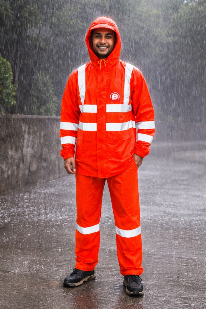 Nylon High Visibility waterproof Rainsuits for Industrial & Government Use