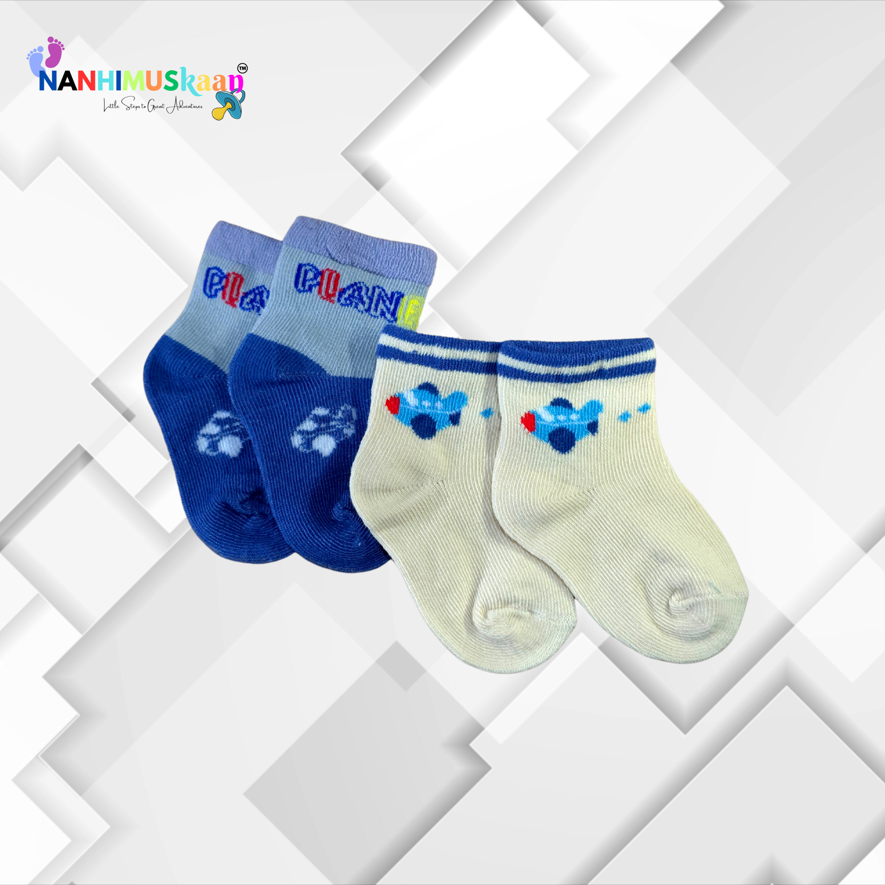 Nanhi Muskaan Soft Cotton Baby Socks – Set of 2 Pairs for Newborns & Infants