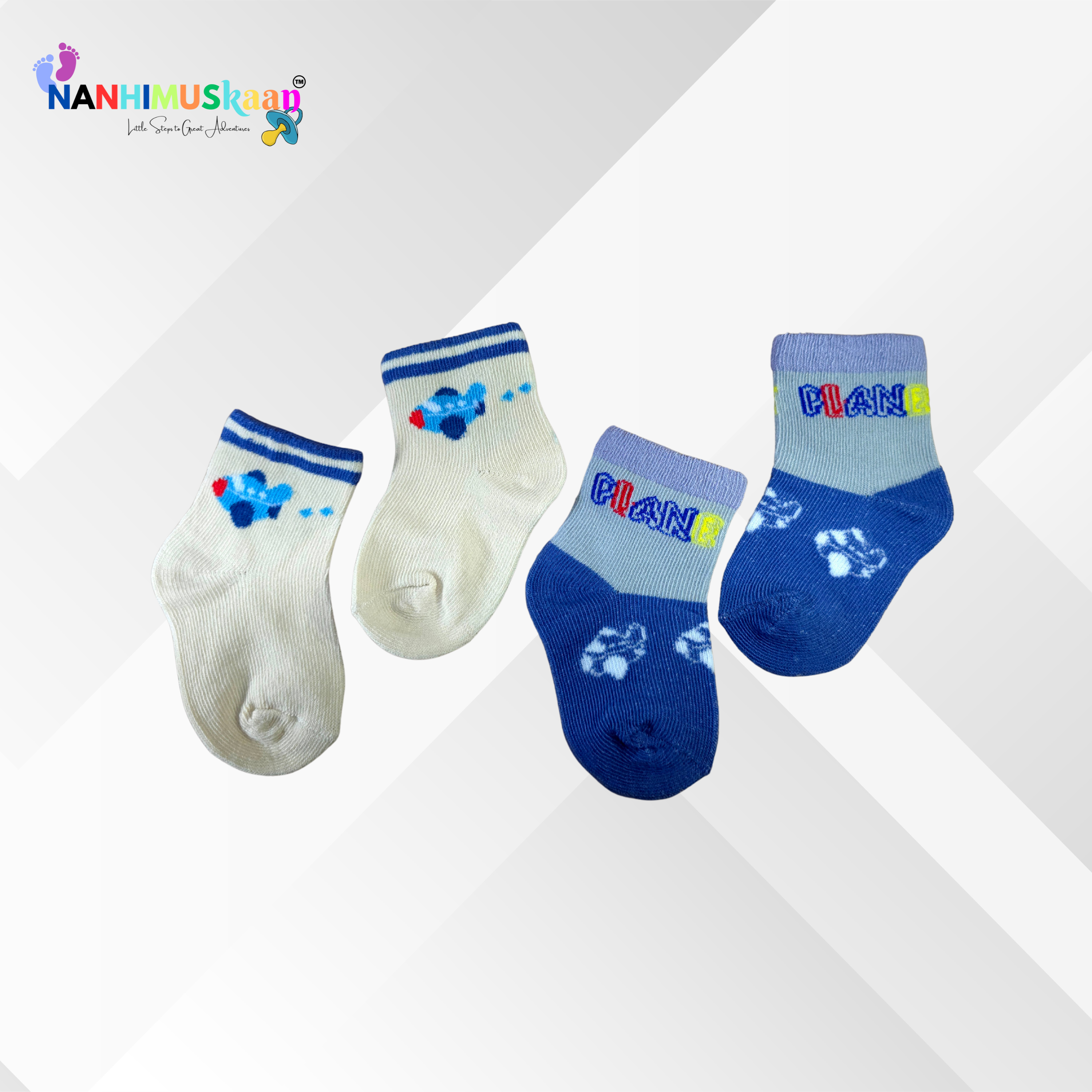 Nanhi Muskaan Soft Cotton Baby Socks – Set of 2 Pairs for Newborns & Infants