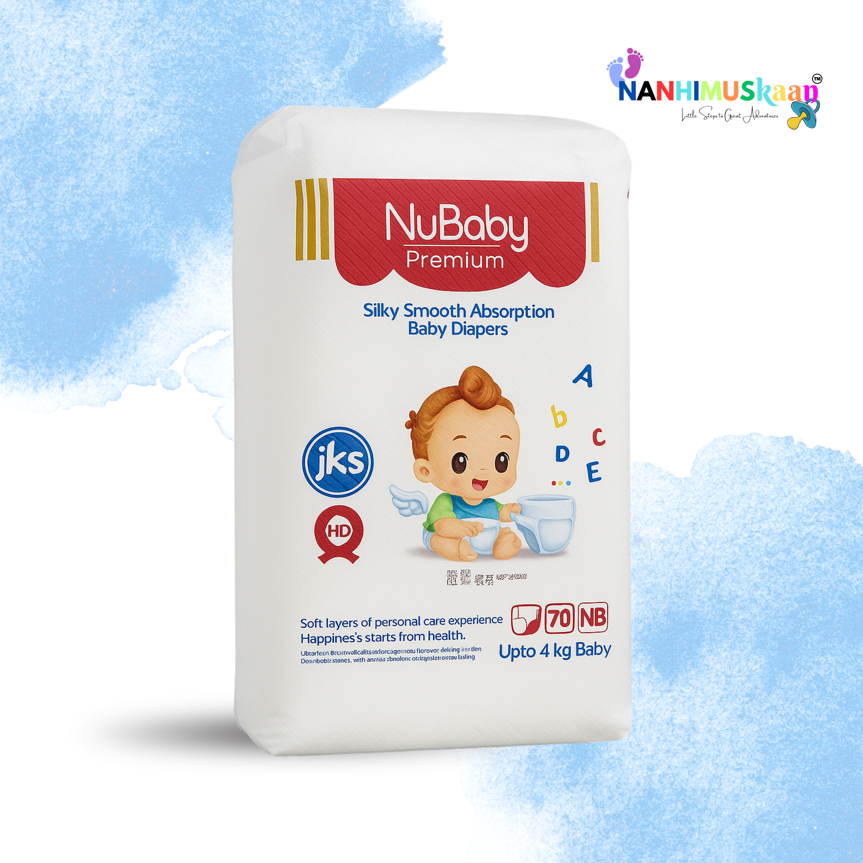 Nubaby Premium (tape diapers) NB size -70 pieces 