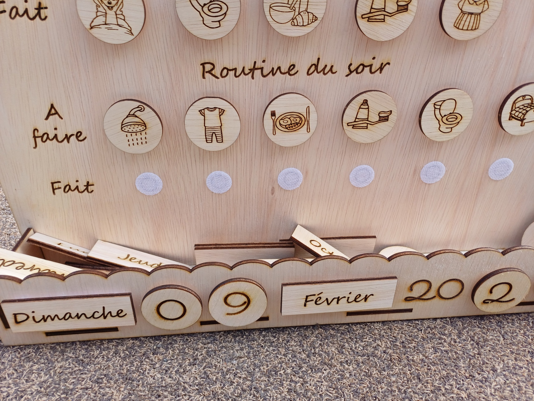 Fichier de découpe laser d'un tableau de routine enfant