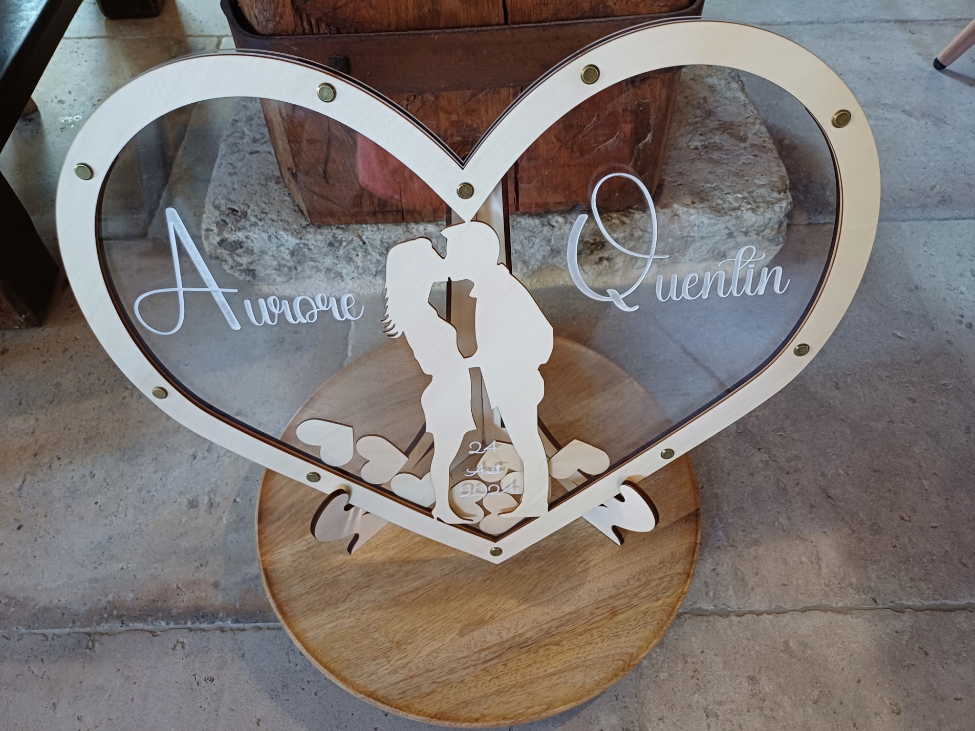 Urne pour mariés en forme de coeur