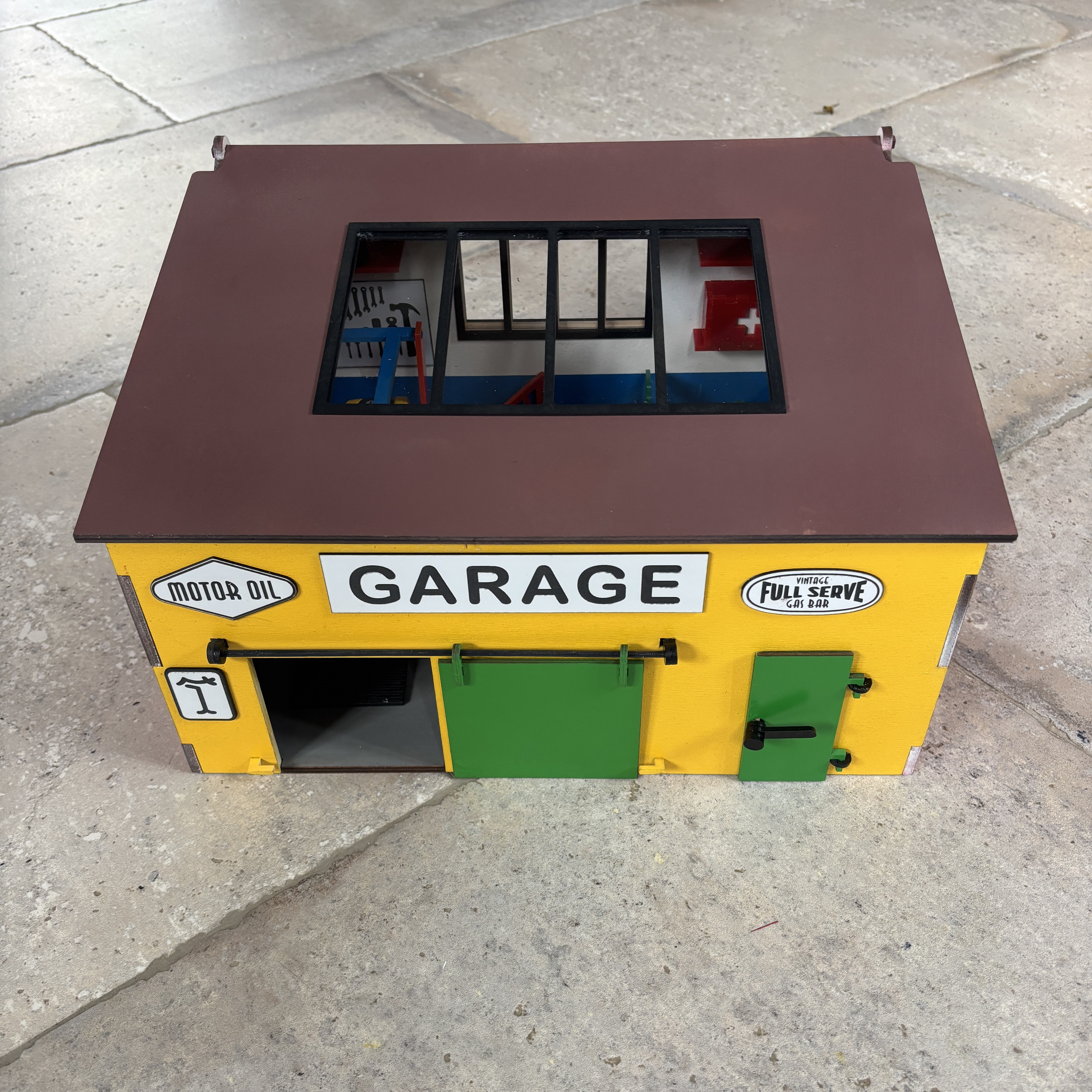 Fichier de découpe laser DXF-SVG - Garage atelier voiture diorama équipé
