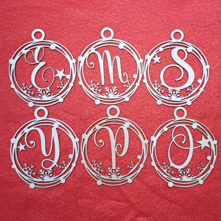 Fichier de découpe - boules de Noël monogramme
