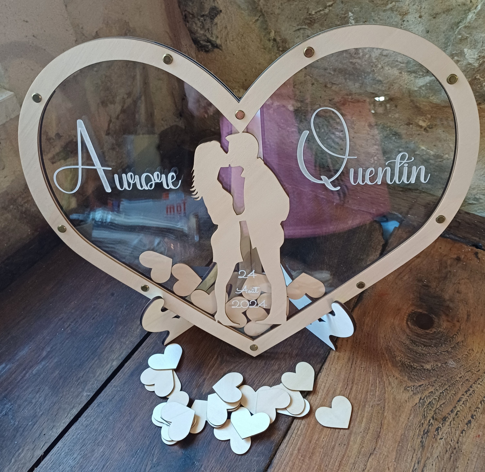 Urne pour mariés en forme de coeur