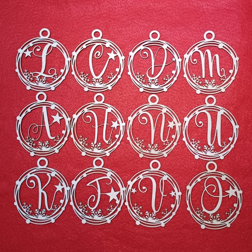 Fichier de découpe - boules de Noël monogramme