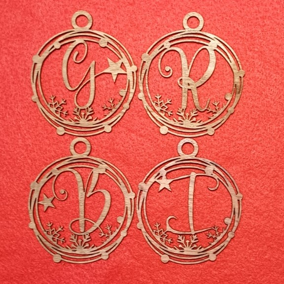 Fichier de découpe - boules de Noël monogramme