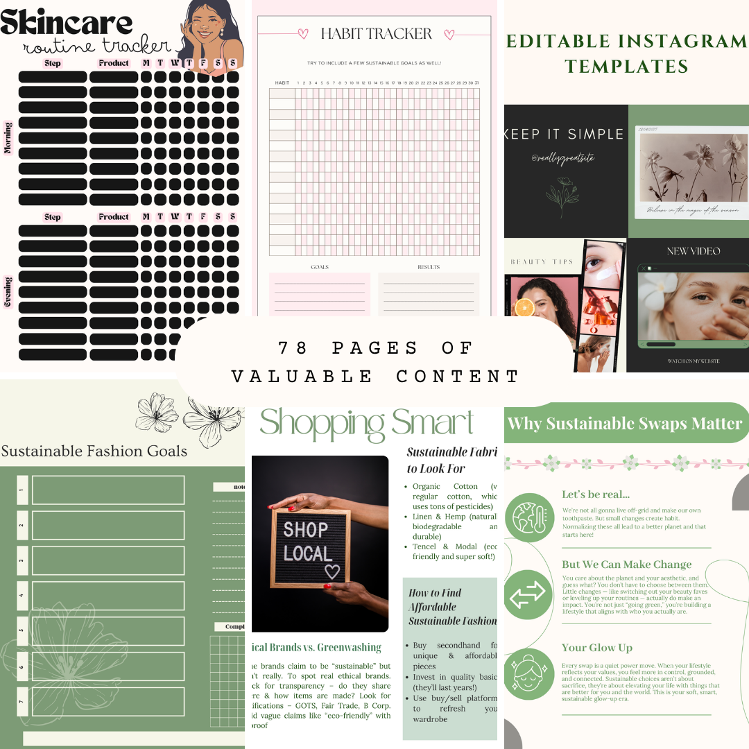 6-in-One Instant Download Ultimate Eco Glow-Up Bundle: Conscious Living & Style Kit