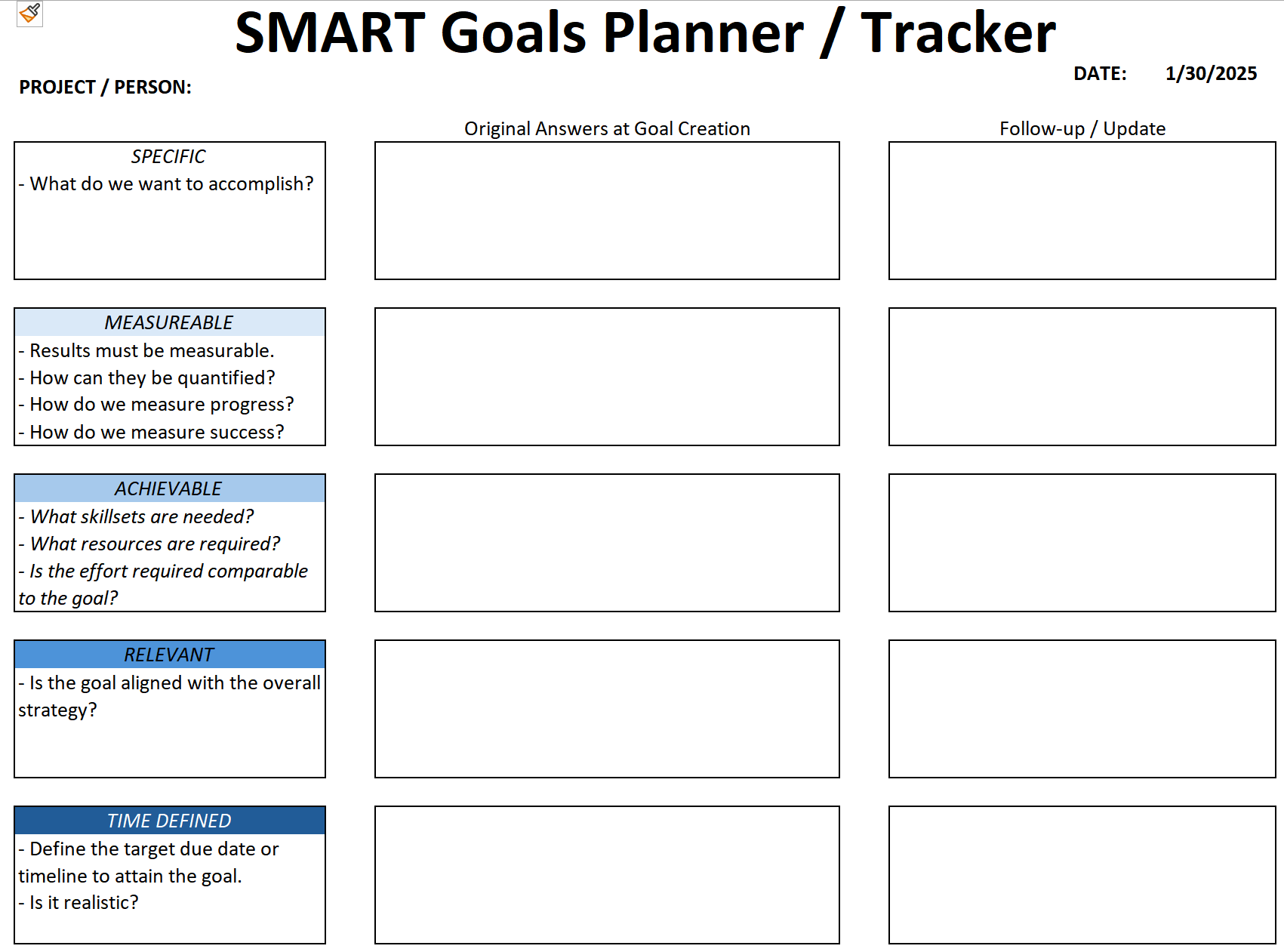 SMART Goals Planner/Tracker