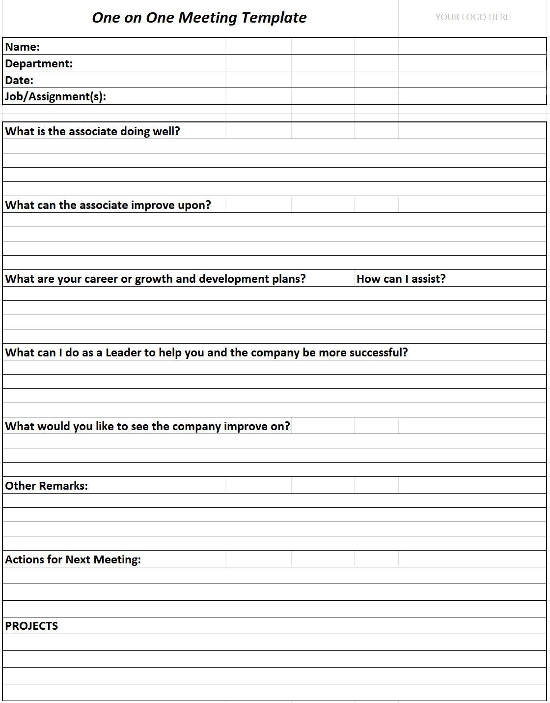One on One Meeting Template