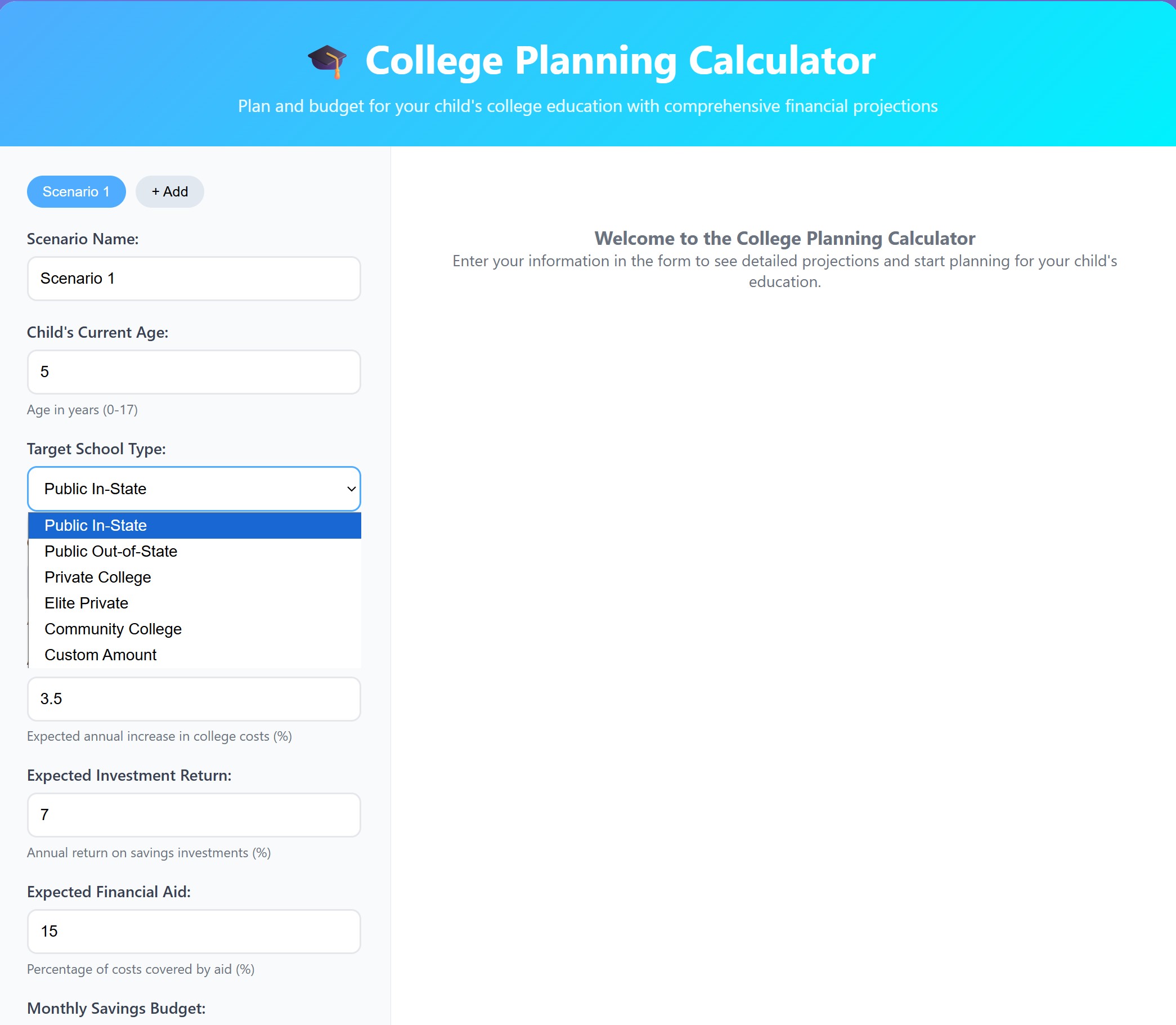 College Budget Planner