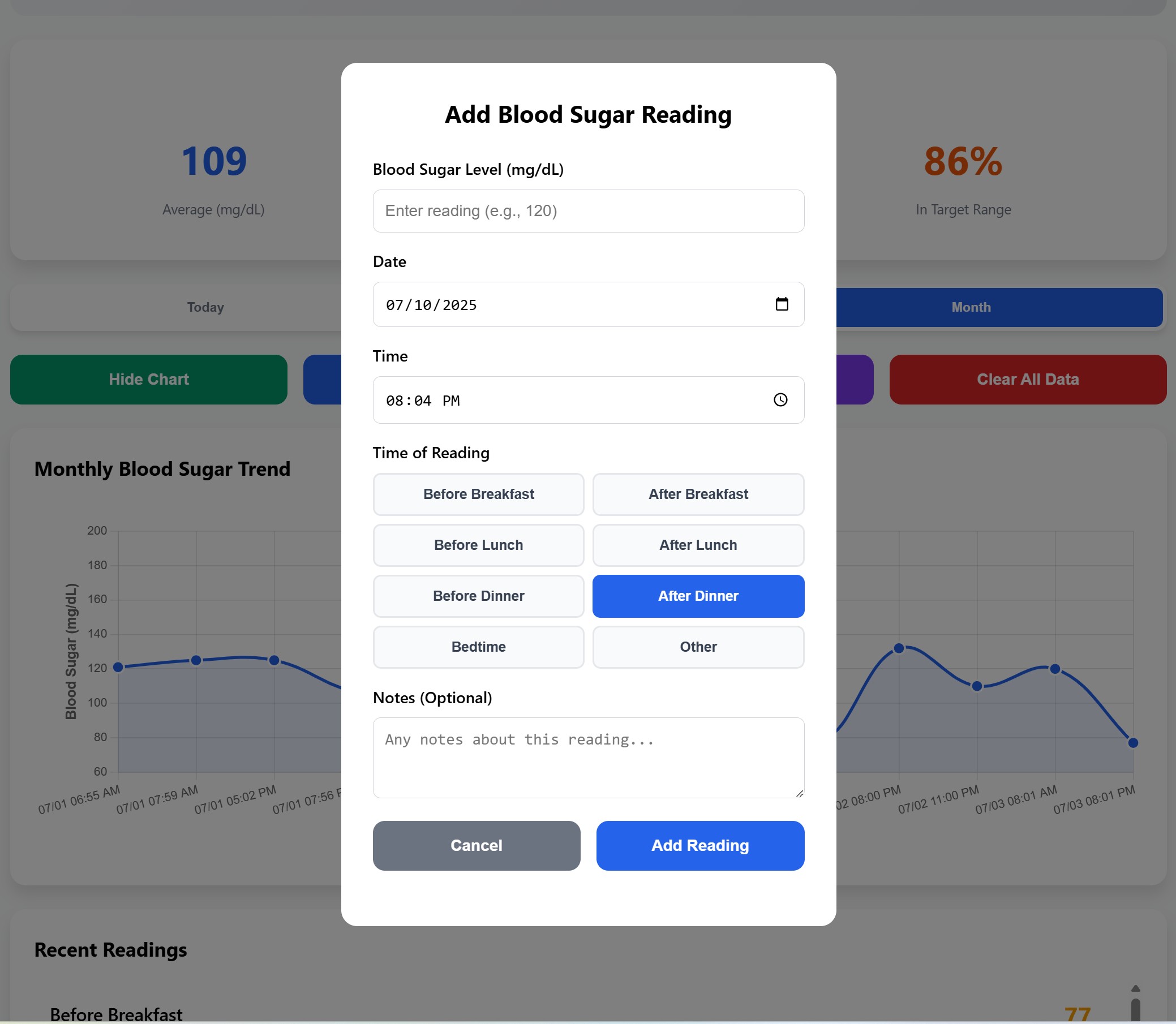 Personal Blood Sugar Monitor
