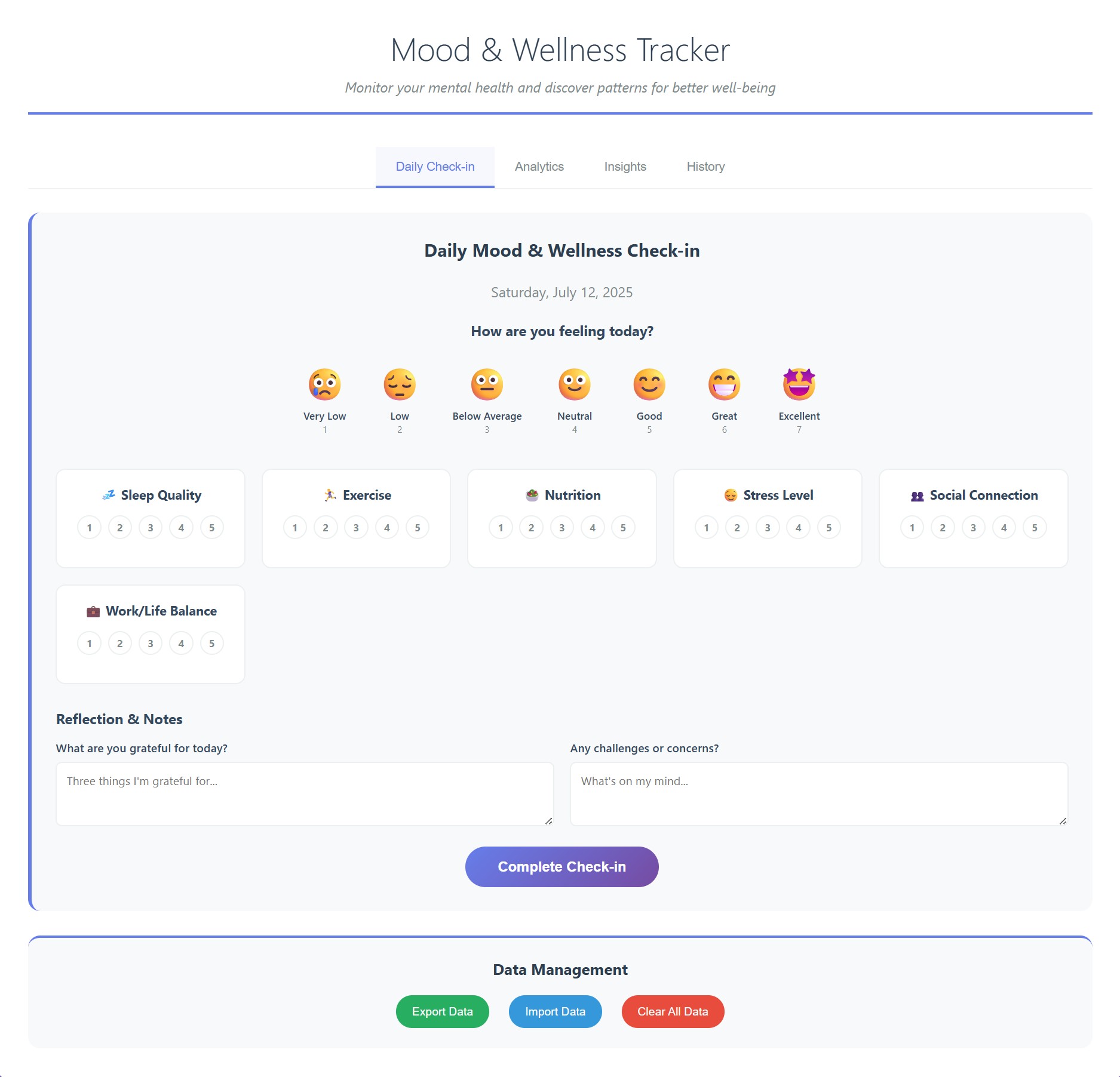Mood & Wellness Tracker