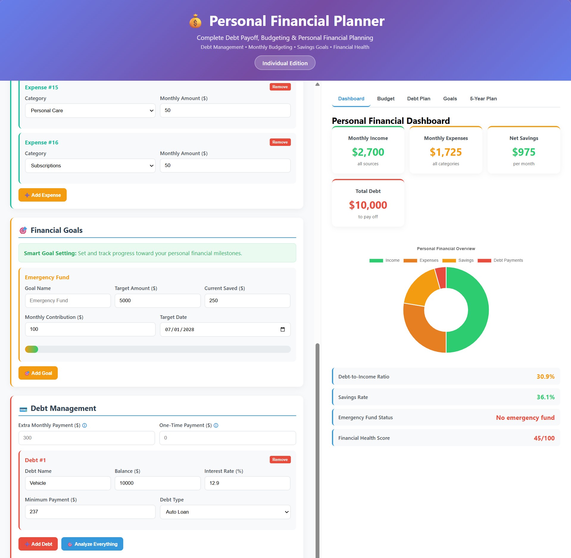 Personal Financial Planner