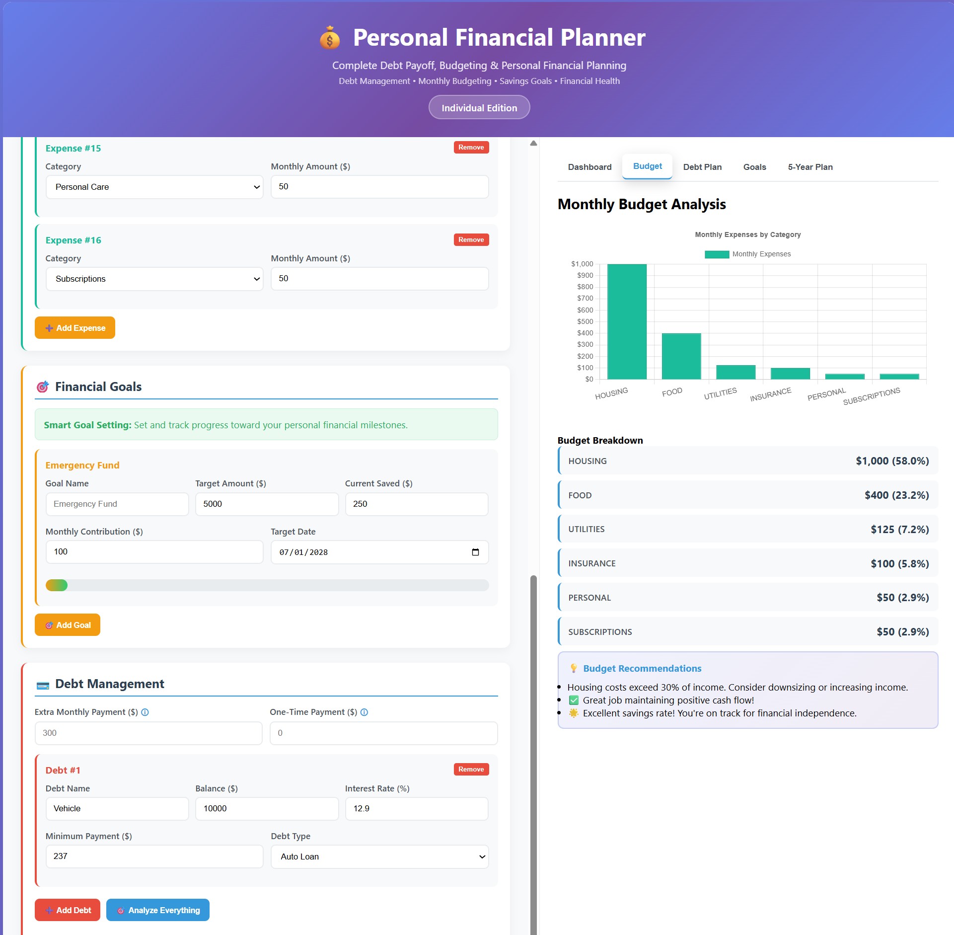 Personal Financial Planner