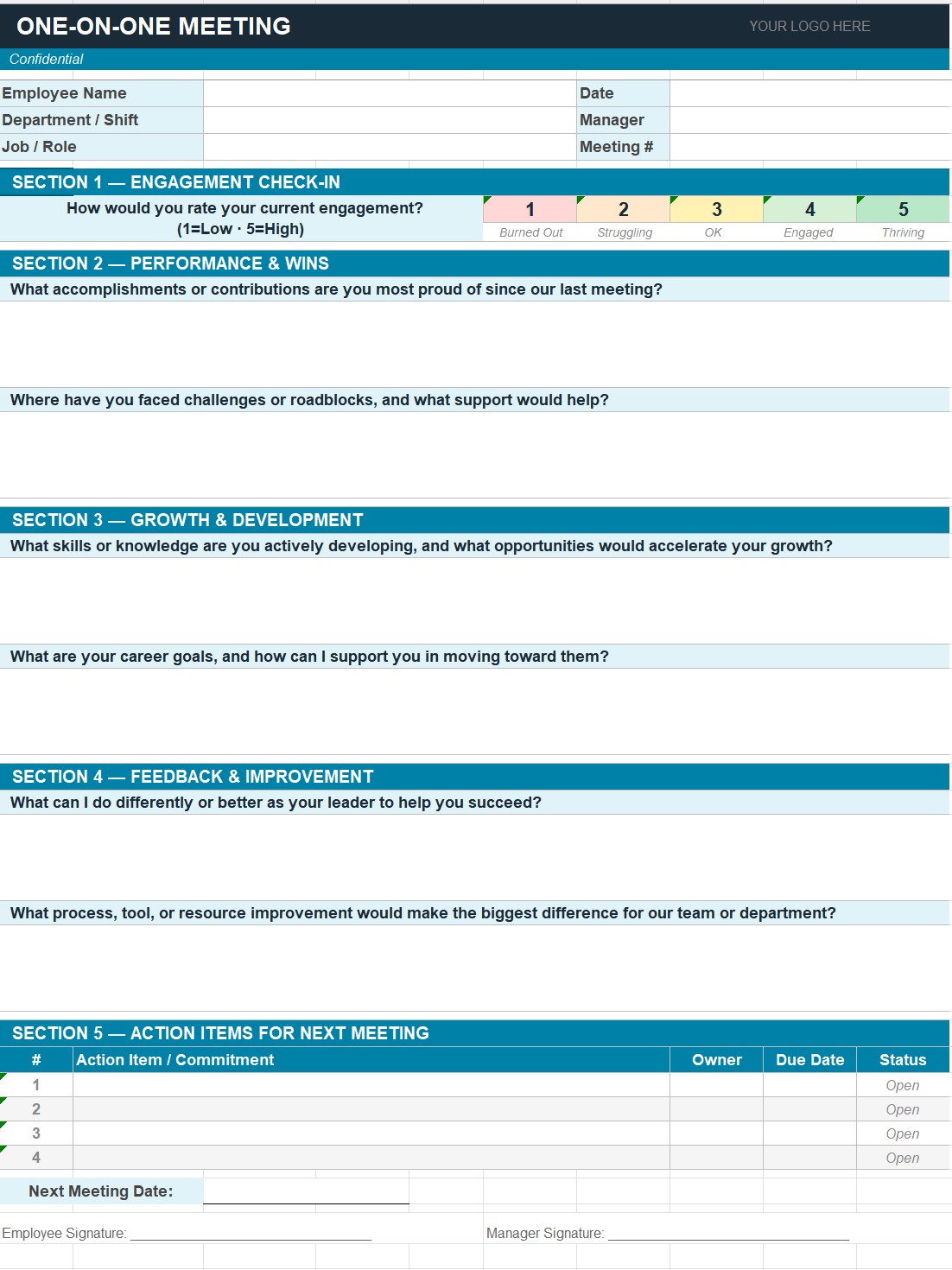 One on One Meeting Template