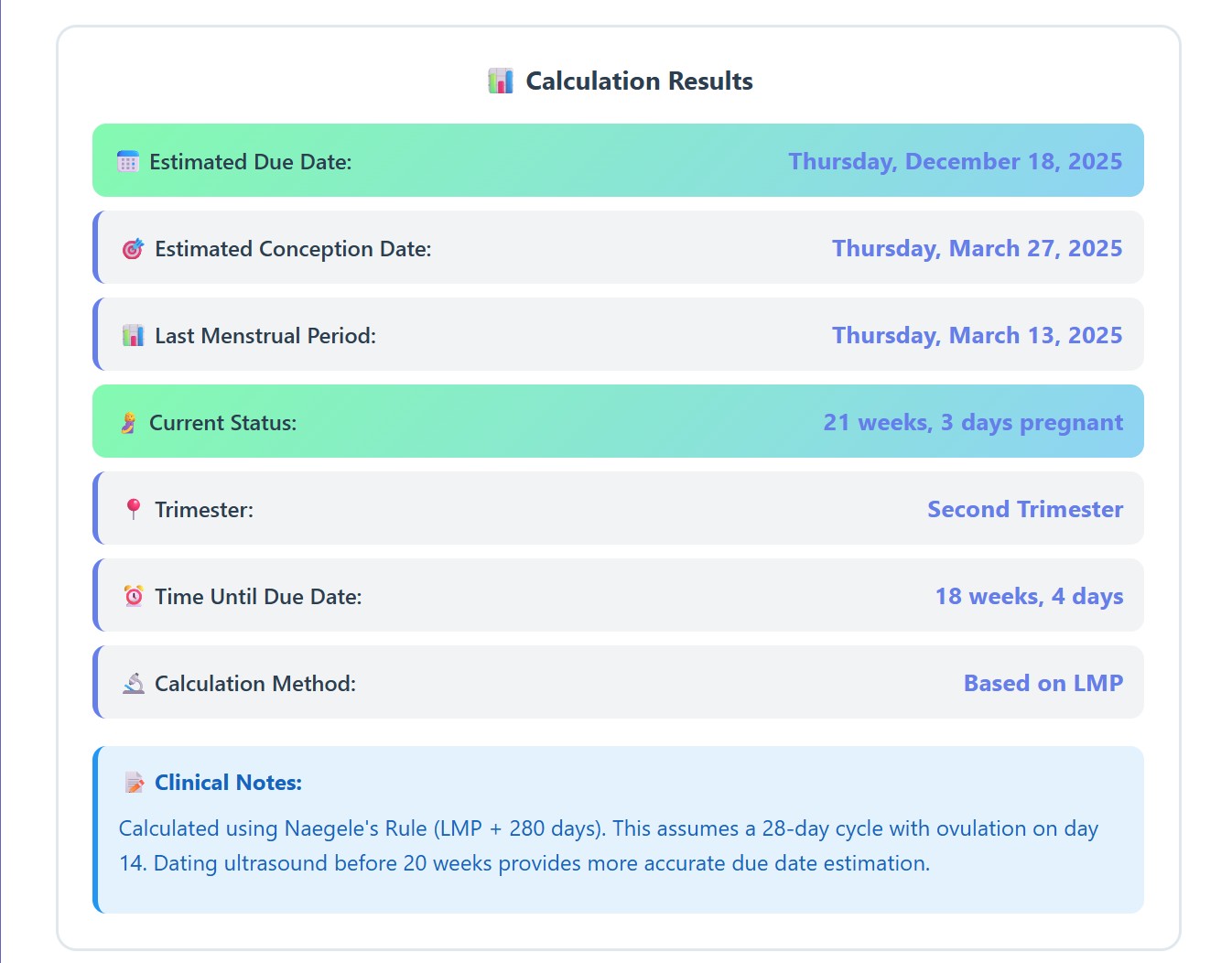 Pregnancy Due Date Calculator - Basic Version