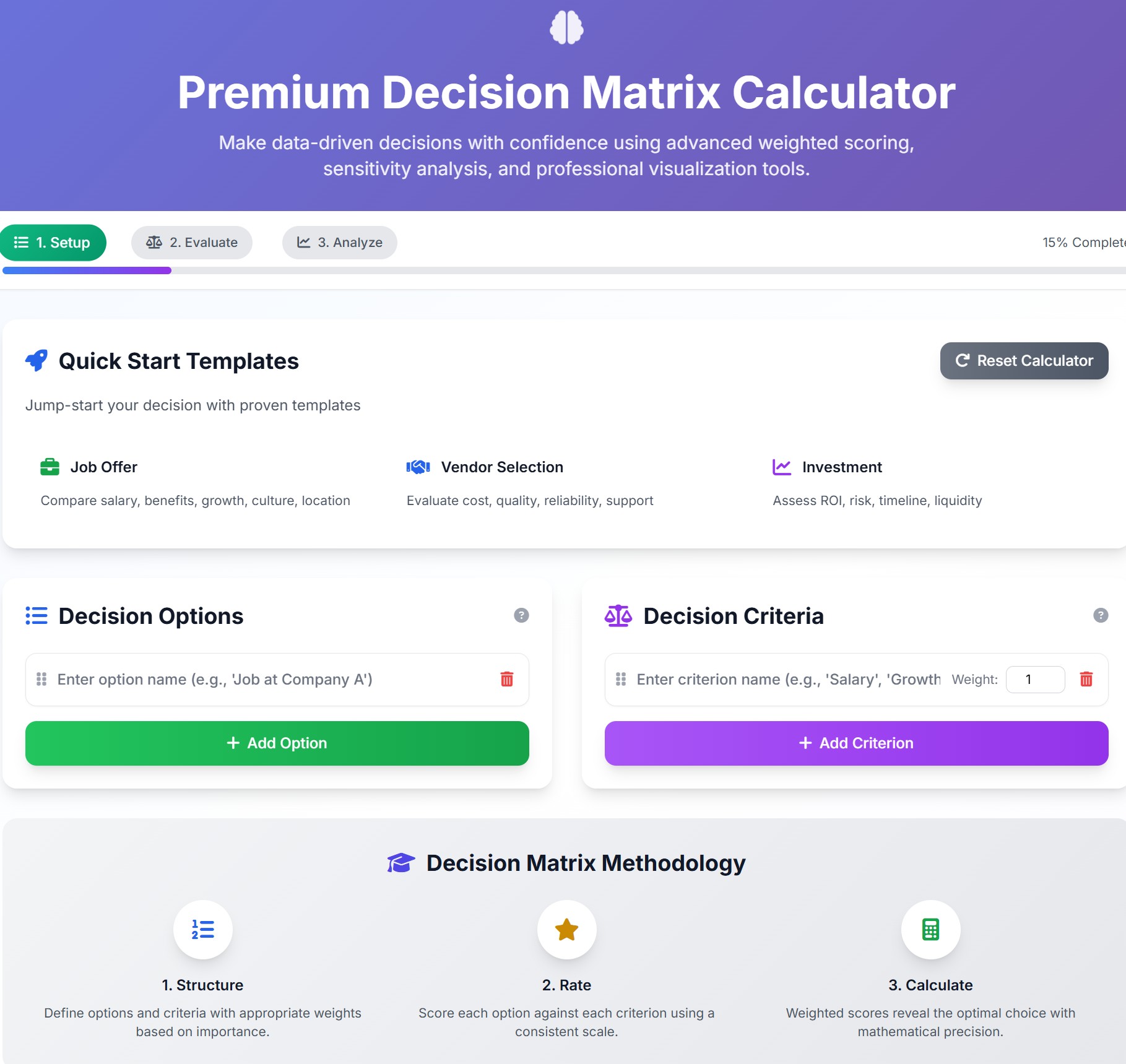 Premium Decision Matrix Calculator