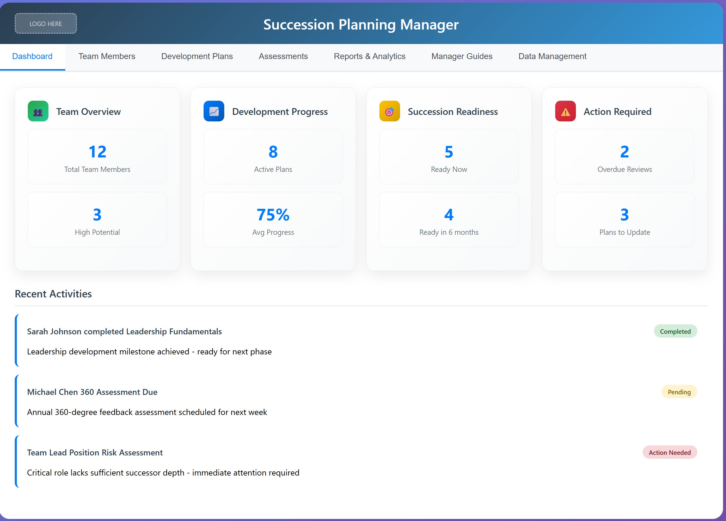 Succession Planning Manager Dashboard