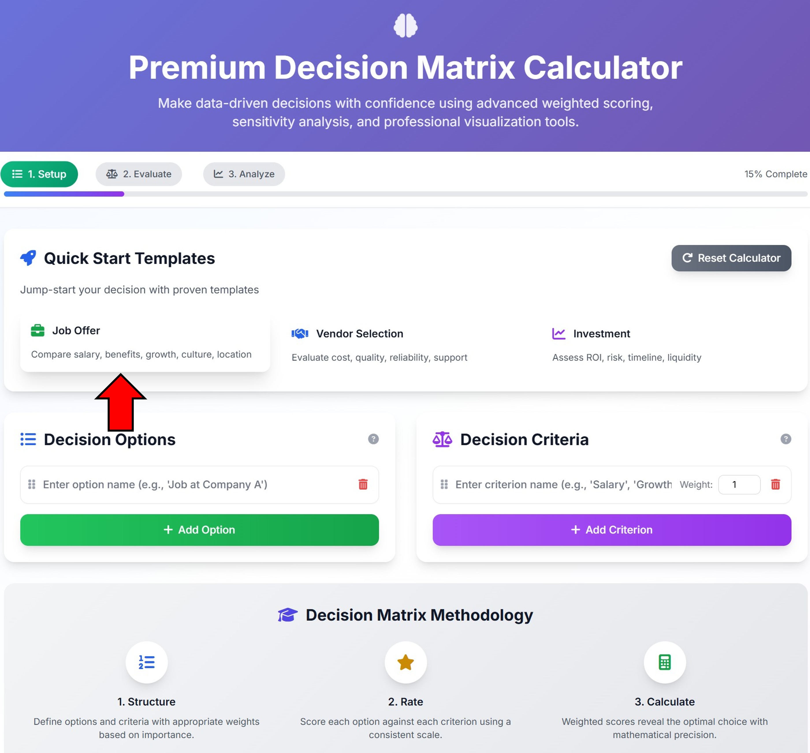 Premium Decision Matrix Calculator